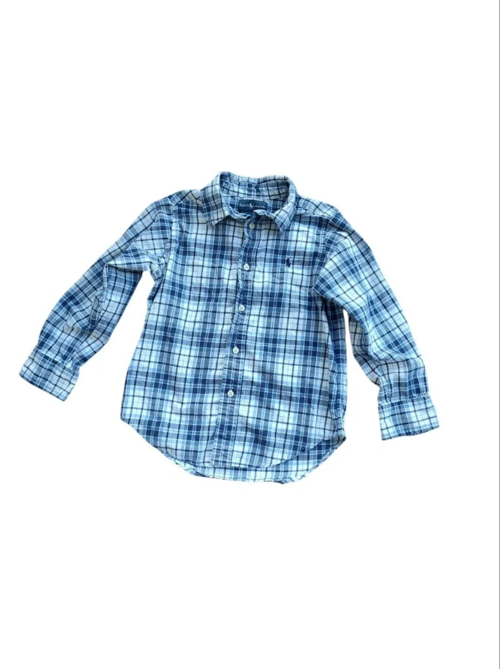 Ralph Lauren Blue & White Plaid Button-Down for Kids